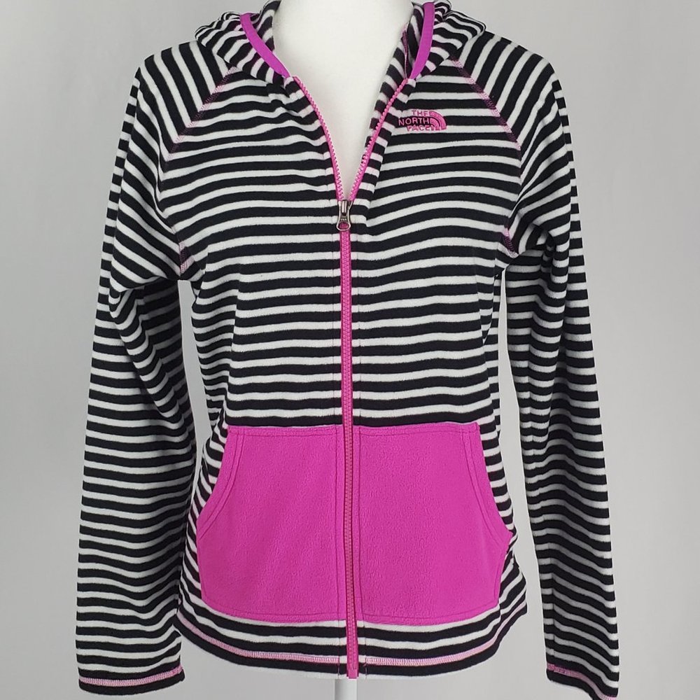 North Face pink and black zip up hoodie